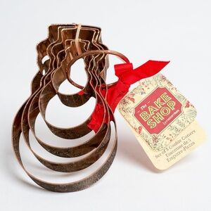 NWT The Bakeshop Cookie Cutters Set Snowman Copper Stainless Steel Christmas
